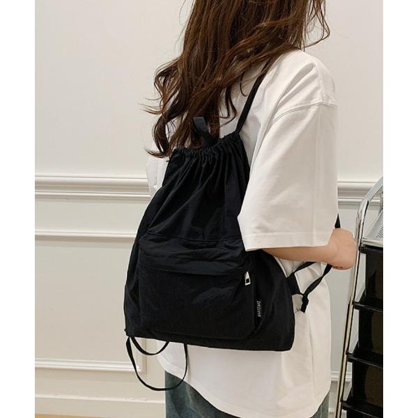 デイバック リュック 軽量 ドローストリング ナイロンリュック レディース