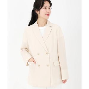 ジャケット テーラードジャケット シアーリネンライク_リネンライクダブルジャケット レディース