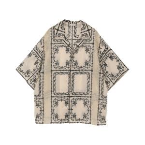 ブラウス シャツ 半袖 「CLANE/クラネ」EMBROIDERY LACE BOX SHIRTS/エンブロイダリーボックスシャツ レディース