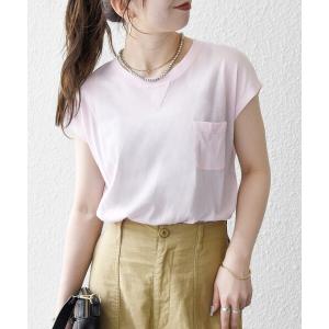 tシャツ 半袖 SHIPS any:「洗濯機可能」シアー 裏毛 クルーネック フレンチ スリーブ TEE レディース