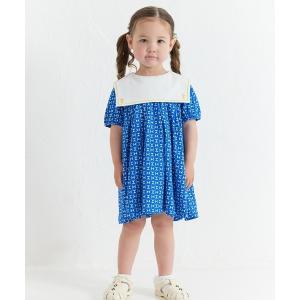 ワンピース ミッドナイトブルーセーラーカラー半袖ワンピース キッズ 子供服 女の子