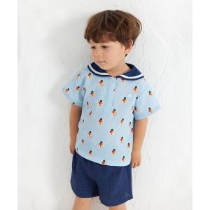 セットアップ 「セットアップ」サマーアイスシアサッカー半袖トップス＆ショートパンツ キッズ 子供服 男の子 女の子