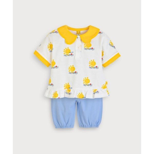 セットアップ 「セットアップ」サンシャインフリル半袖ポロシャツ＆パンツ キッズ 子供服 男の子 女の...