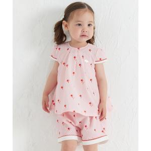 セットアップ 「セットアップ」サマーアイスシアサッカーAライン半袖トップス＆ショートパンツ キッズ 子供服 男の子 女の子