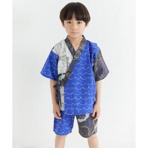 浴衣 「MOEMUSISAN X moimoln」MIX柄BOYキッズ甚平上下セット キッズ 子供 男の子 女の子