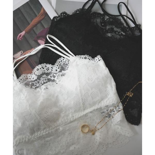 キャミソール ダブルストラップ レース キャミソール ( カップ付き )