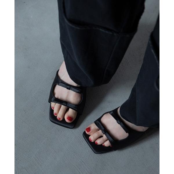 サンダル マットサテンリボンサンダル レディース