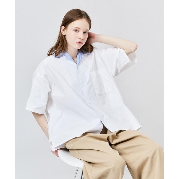 シャツ 半袖 STRIPE COLLAR OPEN S/S SHIRT / ストライプカラーオープン...