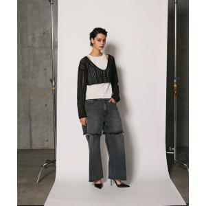 ジーンズ デニム デニムパンツ 「 VERSEAU / ヴェルソー 」カットオフレイヤードデニムパンツ　23810505　JON レディース メンズ