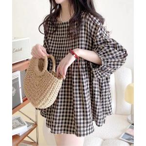 ブラウス シャツ ギンガムチェックブラウス レディース