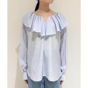 ブラウス シャツ フリルギャザーブラウス レディース