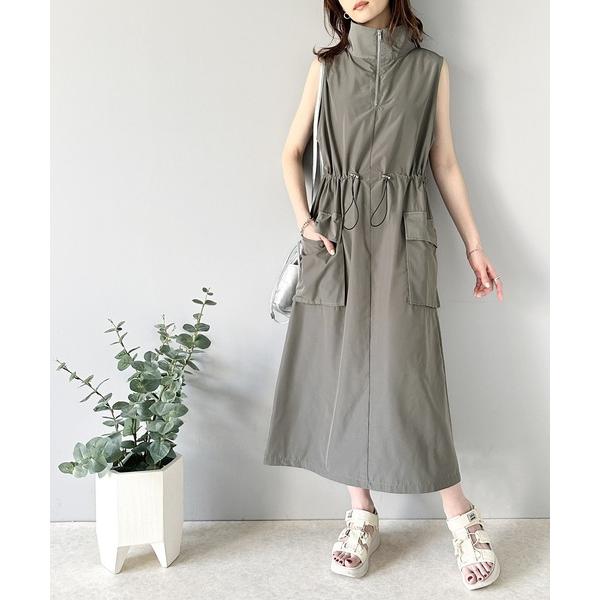 「Java」 ノースリーブワンピース X-LARGE チャコールグレー レディース