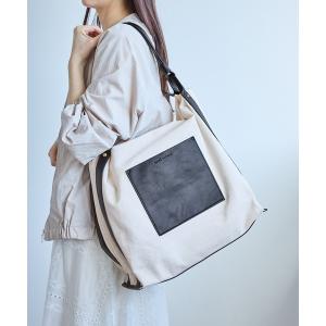 トートバッグ 麻調キャンバスコンビトートバッグ/A4対応・15インチPC対応 レディース