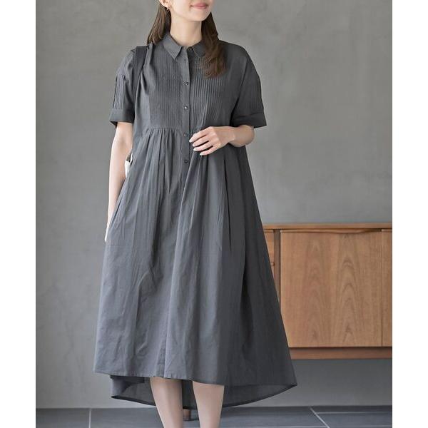シャツワンピース キャンブリックピンタックシャツワンピース