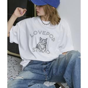 tシャツ 半袖 PUBLUX/パブリュクス 「機能性素材」LOVEPOP キャット プリント Tシャツ　限定展開 レディース メンズ