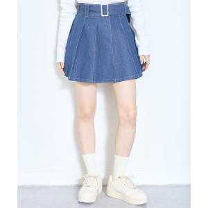 スカート 「LTXC」ベルトつきデニムプリーツス...の商品画像