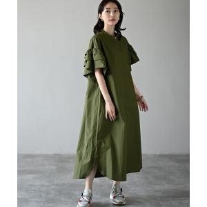 「HERENCIA」 半袖ワンピース MEDIUM カーキ レディース