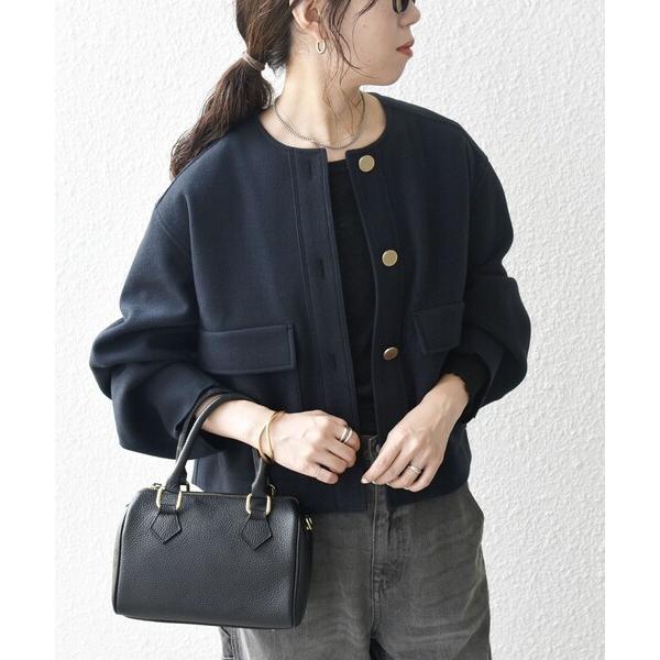 「SHIPS any」 ノーカラージャケット ONE SIZE ネイビー レディース