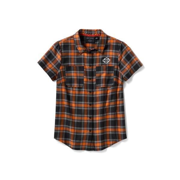 ブラウス シャツ H-D(R) テック・プラッド（チェック柄）半袖 レディース