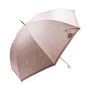 完全遮光 日傘 傘 MOOMIN ムーミン 日傘 完全遮光 UV遮蔽率100% ジャンプ傘 60cm 長傘 晴雨兼用 かけっこ リトルミイ 総柄 レディース