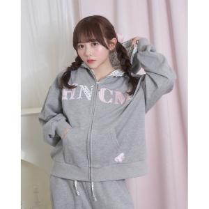 パーカー パターンアップリケジップパーカー レディース