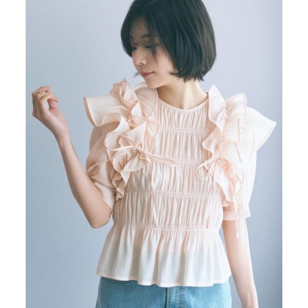 tシャツ 「大きいサイズ」ギャザーフリルトップス marun レディース