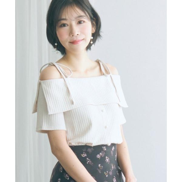 tシャツ 「大きいサイズ」肩リボンオフショルダーテレコリブカットソー marun レディース