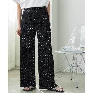パンツ ドットセルフカットプリーツパンツ レディース