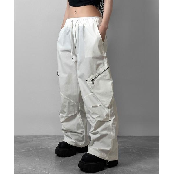 カーゴパンツ 「３color 」シャカシャカジップ付きカーゴパンツ レディース