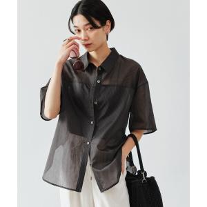 ブラウス シャツ 半袖 「size SHORTあり」リボンハイウエストシャツ レディース