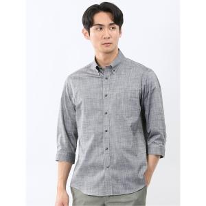 七分袖 シャツ 「ストレッチ コットン100%」タカキュー 綿スラブ ボタンダウン 7分袖 シャツ メンズ