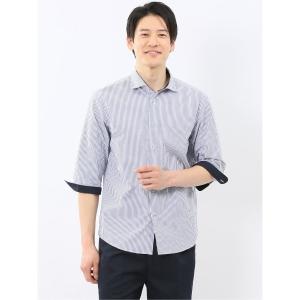 七分袖 シャツ 「吸水速乾 クールマックス」タカキュー 綿混 サッカー ワイドカラー 7分袖 シャツ メンズ