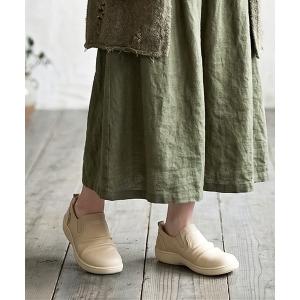 スリッポン 「MOZ LAGOM」モズ シャーリングデザイン 超軽量エフォートレス コンフォートスリッポン 約3.5cmソール レディース