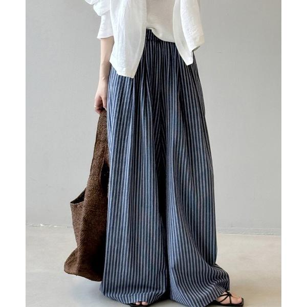 パンツ ワイドシルエットストライプパンツ レディース