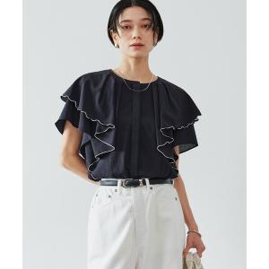 ブラウス シャツ 半袖 Breeze Cool ラッフル ブラウス マシンウォッシャブル 吸水速乾 通気性 UVカット レディース