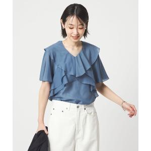 ブラウス シャツ 半袖 ラッフル フレア ショートスリーブ ブラウス レディース