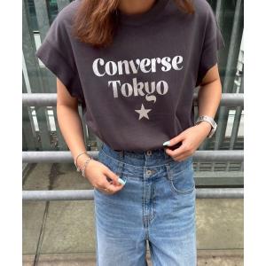 tシャツ 半袖 FRENCH-SLEEVE LOGO FOIL PRINT TEE レディース