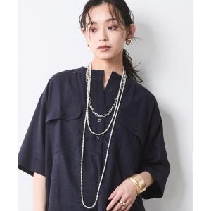 ブラウス シャツ 「セットアップ対応」衿リブハーフスリーブブラウス「大きいサイズ有」シックスタイル レディース