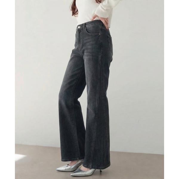ジーンズ デニム デニムパンツ 細見せ！セミフレア―デニムパンツ６８丈 レディース