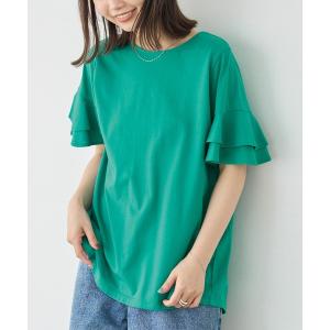 tシャツ 半袖 速乾 「好機能シリーズ」接触冷感・吸水速乾・UVカット｜フレアスリーブタックプルオーバー｜華奢見え/きれいめ/オフィスカジュアル/二の腕…