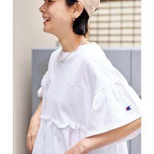 チャンピオン tシャツ 半袖 Champion × FREAK'S STORE/チャンピオン 別注 切替ギャザー 袖フレア Tシャツ レディース