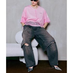 ワイドパンツ ジーンズ デニム デニムパンツ Layered Denim Pants/レイヤードデニムパンツ レディース メンズ