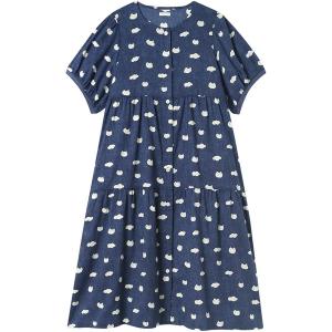 ルームウェア 部屋着 綿100%(本体)　ワンピース　5分袖　ロング丈 レディース