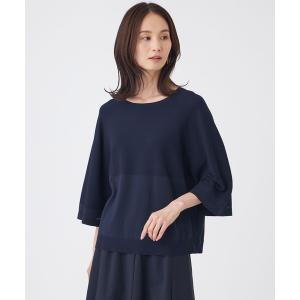 tシャツ 「ウォッシャブル」フレアスリーブニットプルオーバー レディース