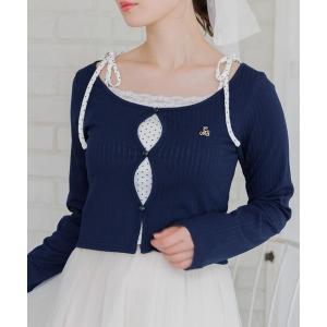 tシャツ 肩リボンレイヤード風CT レディース