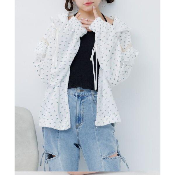 コート アウター レースフリルワッフルBZ レディース