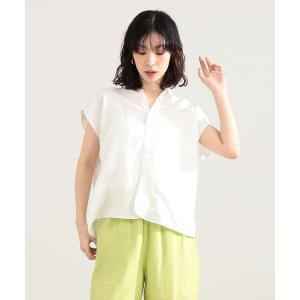 ☆ティッカ☆バックレースアップ フレンチリネンシャツ ホワイト TICCA