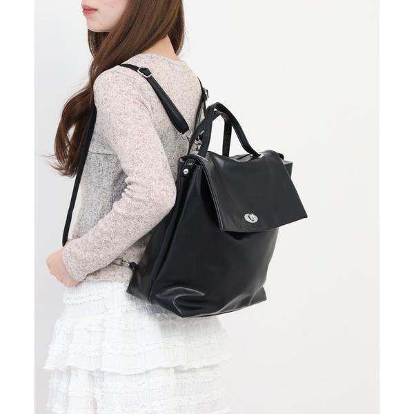 デイバック リュック スムースフェイクレザー2WAYバッグ レディース