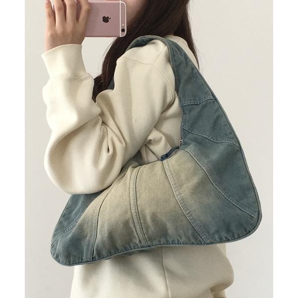 ショルダーバッグ バッグ ヴィンテージライクな表情が魅力のデニムショルダーバッグ レディース