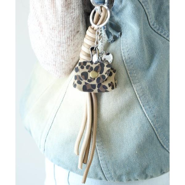チャーム レオパード柄ミニバッグ＆ハート＆パラコードバッグチャーム レディース